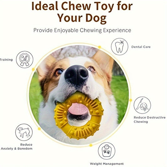 Bite Resistant Five Ring Dog Bite Toy, Non-toxic Rubber, Beef Texture Particle Design - Suitable For All Large Breeds Of Puppies And Adult Dogs, Chew Resistant Teeth Cleaning Toy - Sturdy And Bite Resistant, Suitable For Small Pets Who Love To Bite