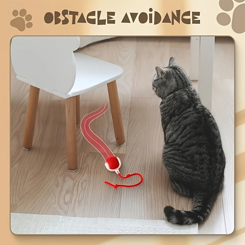 Interactive Motorized Cat Ball Toy with Stripes, USB Rechargeable, Automatic Standby, Bite-Resistant Plastic - Suitable for All Cat Breeds, Unbridled Fun, Durable