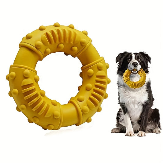 Bite Resistant Five Ring Dog Bite Toy, Non-toxic Rubber, Beef Texture Particle Design - Suitable For All Large Breeds Of Puppies And Adult Dogs, Chew Resistant Teeth Cleaning Toy - Sturdy And Bite Resistant, Suitable For Small Pets Who Love To Bite