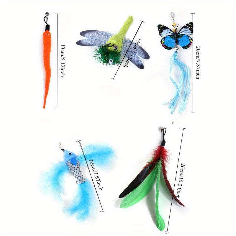 2PC Interactive Cat Teaser Wand with Strong Suction Cup Base-Cat Feather Toys, InteractiveCat Toys Include 2PCS Cat Wand Toys, Cat Toys for Indoor Cats Kitten, Pet Gift