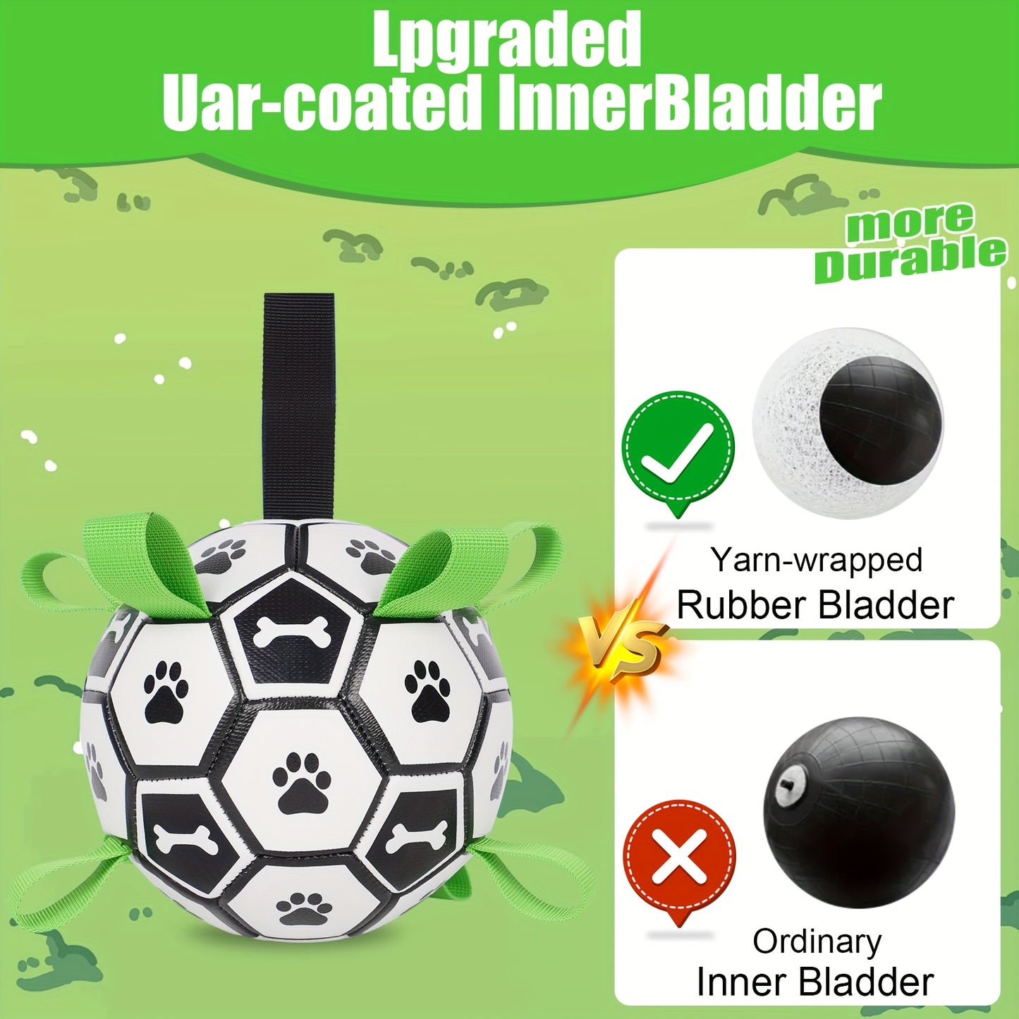 1 Durable Soccer Design Pet Toy With Straps For Dogs To Chew On. Used For Training, Playing, Teeth Cleaning, And Interactive Retrieval. Suitable For Small, Medium, And Large Dogs, Without Battery
