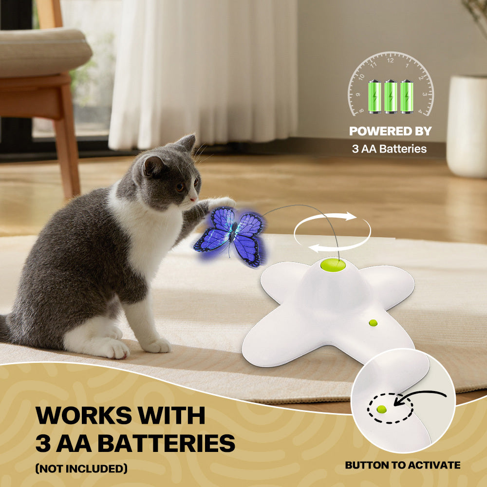 All For Paws Electronic Cat Toy Interactive Butterfly Flutter Bug Cat Automatic Stimulating Toys For Indoor Cats
