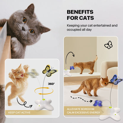 All For Paws Electronic Cat Toy Interactive Butterfly Flutter Bug Cat Automatic Stimulating Toys For Indoor Cats