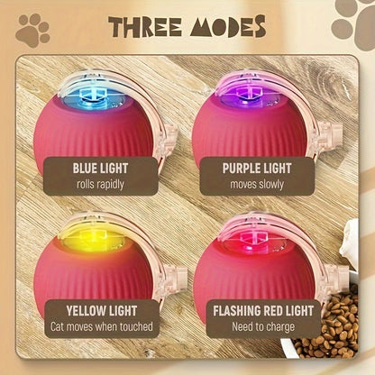 Interactive Motorized Cat Ball Toy with Stripes, USB Rechargeable, Automatic Standby, Bite-Resistant Plastic - Suitable for All Cat Breeds, Unbridled Fun, Durable
