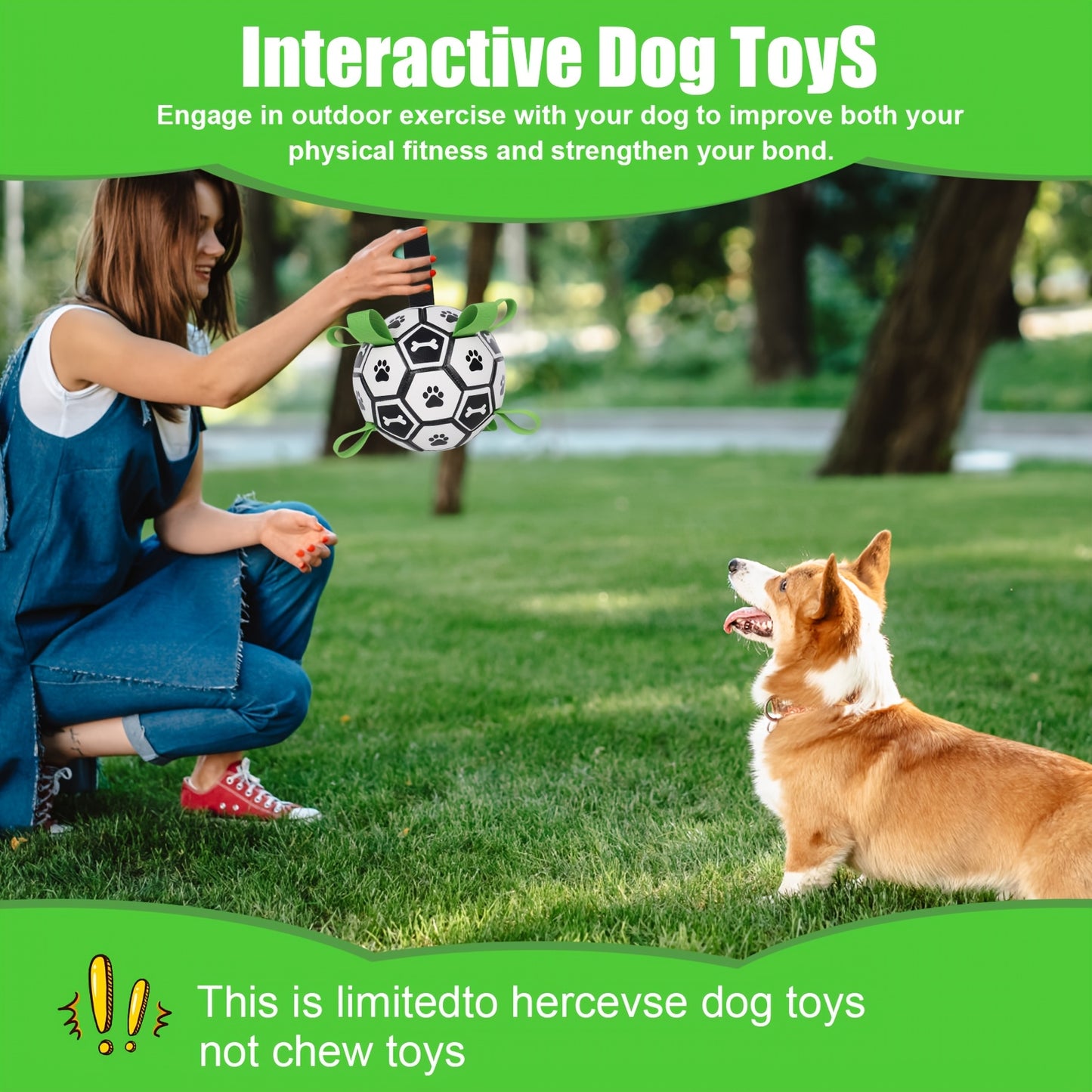1 Durable Soccer Design Pet Toy With Straps For Dogs To Chew On. Used For Training, Playing, Teeth Cleaning, And Interactive Retrieval. Suitable For Small, Medium, And Large Dogs, Without Battery