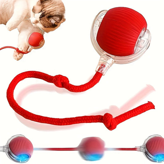 Interactive Motorized Cat Ball Toy with Stripes, USB Rechargeable, Automatic Standby, Bite-Resistant Plastic - Suitable for All Cat Breeds, Unbridled Fun, Durable