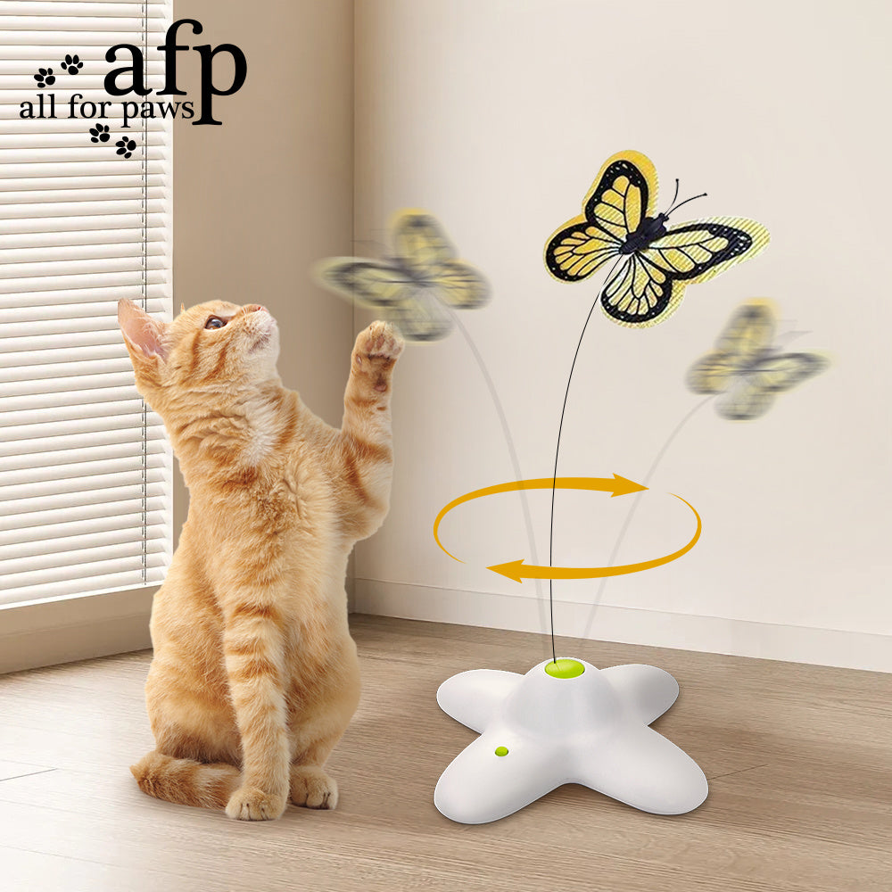 All For Paws Electronic Cat Toy Interactive Butterfly Flutter Bug Cat Automatic Stimulating Toys For Indoor Cats